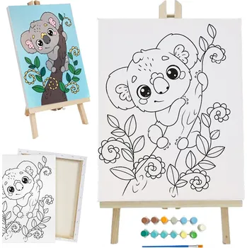 Výtvarná sada Malířská Sada Malířský stojan + Plátno + Barvy Omalovánka DINOSAURUS Umělecká