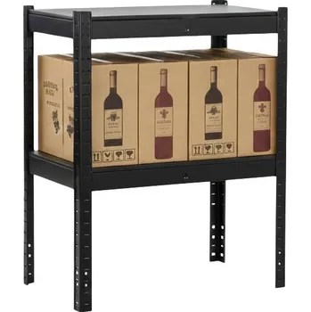 Dílenský regál Lakovaný celokovový regál Mamutex Standard 800x800x400 mm – 2 police, nosnost 240 kg, černý