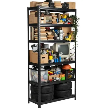 Dílenský regál Lakovaný celokovový regál Mamutex Standard 1800x800x400 mm - 5 polic, nosnost 600 kg, černý