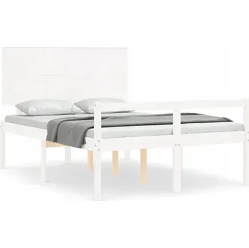 Postel Rám postele pro seniory z masivního borovicového dřeva, bílý, 205,5 x 145,5 x 82