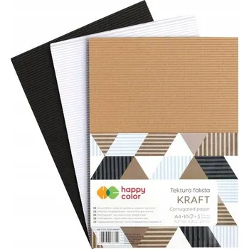 Barevný papír Vlnitá lepenka Happy Color A4 10 listů Kraft č. 8624