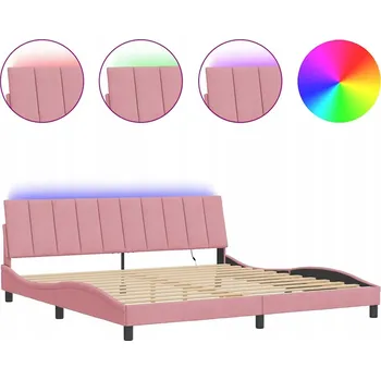 Postel Rám postele s LED podsvícením, růžový, 218 x 205 x 74,5 cm