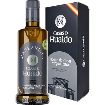 Dárkový potravinový koš Casas de Hualdo Manzanilla 500 ml – prémiový extra panenský olivový olej v dárkové kazetě