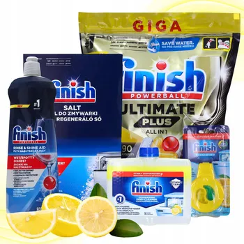 Přípravek do myčky FINISH Sada XL do myčky nádobí: Kapsle 90 ks, leštidlo, sůl, čistič, vůně