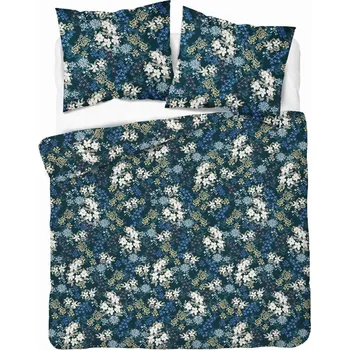 Povlečení Povlečení 220x200 tmavě modré s bílými květy - Satin Stories