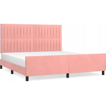 Postel Rám postele s čelem, růžový, 203 x 186 x 118/128 cm, samet