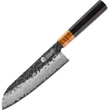 Kuchyňský nůž Santoku nůž z damaškové oceli SaKuRo Eben 2.0 17,5 cm