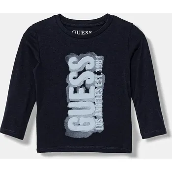 Chlapecké tričko Dětské bavlněné tričko s dlouhým rukávem Guess N6RI12.K8HM4.PPY2 námořnická modř 59X, vel. 105-112
