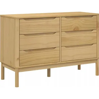 Komoda Komoda FLORO z masivního borovicového dřeva, 6 zásuvek, voskovaný bronz, 111x43x73 cm