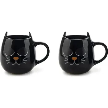 Sada hrnků Balvi Wake Cat 8,5 x 10,3 x 7,5 cm 2-pack 28144 černá 99X