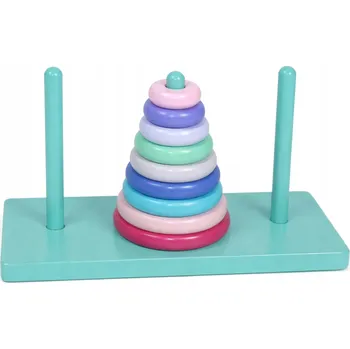 Hračka pro nejmenší Dřevěná Hračka Montessori Skládačka Pyramida s kroužky Věž YY-2106