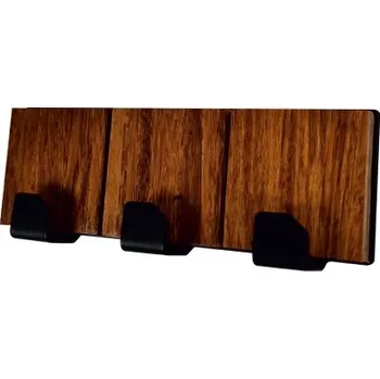 Věšák Háček samolepící QF typ 27 W1, černý + dřevo, BLACK LINE, 1ks