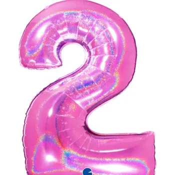Balónek Grabo Fóliový balónek 102 cm číslice 2 - barevné varianty Barva: Holografická fuchsiová