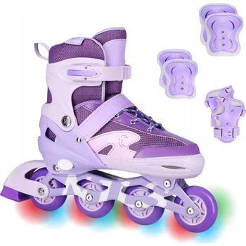 Kolečkové brusle Kolečkové Brusle Rekreační kaučuková LED kolečka + sada chráničů NILS