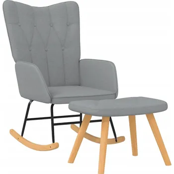 Křeslo Houpací křeslo s podnožkou, světle šedé, 61x78x98 cm, látka, ocel, dřevo