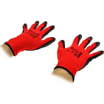 Pracovní rukavice Ochranné rukavice GEKO r.10 /RED Nitryl/(12/300)