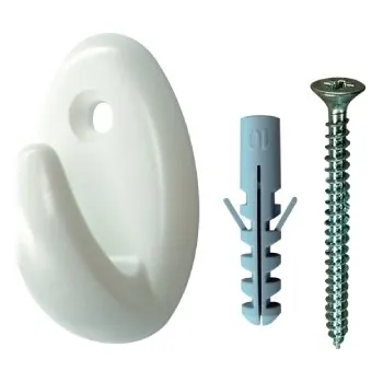 Věšák Háček Stabil s vrutem typ 1, bílá, plast, 2ks