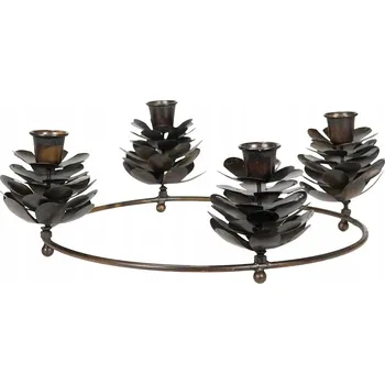 Svícen VÁNOČNÍ SVÍCEN ŠIŠKY KOVOVÝ HNĚDÝ SVÍTILNA 30cm DO OBÝVÁKU DOMU