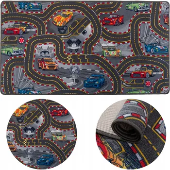 Koberec Koberec KIDS Ulice Auta Šedý 100x180 cm