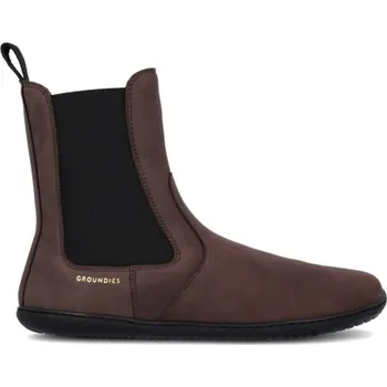 Dámská móda Dámské Barefoot Zateplené Chelsea GROUNDIES CAMDEN Tmavě Hnědé Barefoot+