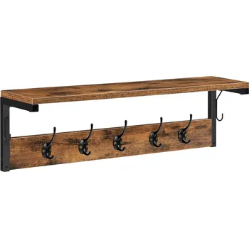 Věšák Nástěnný předsíňový věšák Vasagle Selvia černý/hnědý