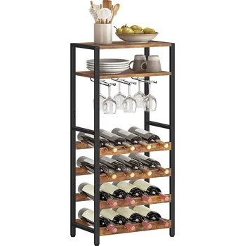 Stojan na víno Vasagle Rivet černý/hnědý