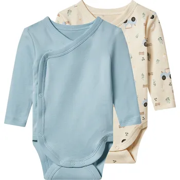 lupilu® Dětské zavinovací body s BIO bavlnou, 2 kusy (modrá/krémová, 74/80)