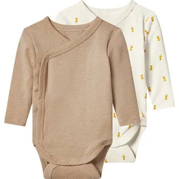 Kojenecký body lupilu® Dětské zavinovací body s BIO bavlnou, 2 kusy (hnědá/bílá, 62/68)