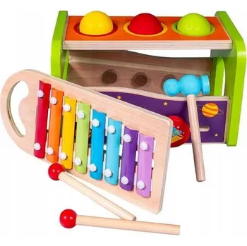Dřevěná hračka Cimbálky Smily Play s dřevěnou zatloukačkou