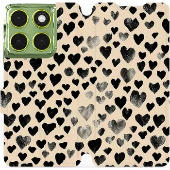 Pouzdro na mobilní telefon Flipové pouzdro Mobiwear - Motorola Edge 70 - VA51S Černá srdíčka (Knížkové flip pouzdro, obal, kryt na mobil Motorola Edge 70 - VA51S Černá srdíčka, materiál Umělá kůže + TPU - ochrana 360°, stojánek, silikonová vanička, magnetické zavírání)