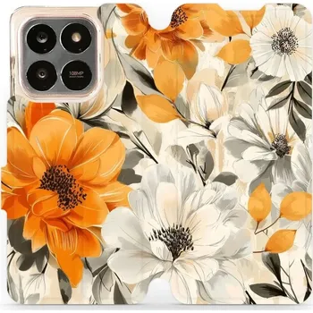 Pouzdro na mobilní telefon Flipové pouzdro Mobiwear - Honor X7d - VP75S Podzimní květy (Knížkové flip pouzdro, obal, kryt na mobil Honor X7d - VP75S Podzimní květy, materiál Umělá kůže + TPU - ochrana 360°, stojánek, silikonová vanička, magnetické zavírání)