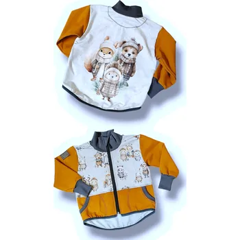 Dětská mikina na zip 74 80 barevné varianty Velikost: 74/80 zimní zvířátka s panelem (širší verze) Dětská mikina zip