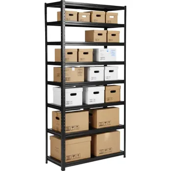 Dílenský regál Lakovaný celokovový regál Mamutex Standard 2800x800x400 mm - 8 polic, nosnost 960 kg, černý