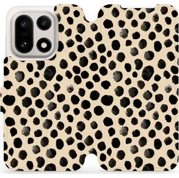 Pouzdro na mobilní telefon Flipové pouzdro Mobiwear - OnePlus 15 - VA50S Černé puntíky (Knížkové flip pouzdro, obal, kryt na mobil OnePlus 15 - VA50S Černé puntíky, materiál Umělá kůže + TPU - ochrana 360°, stojánek, silikonová vanička, magnetické zavírání)