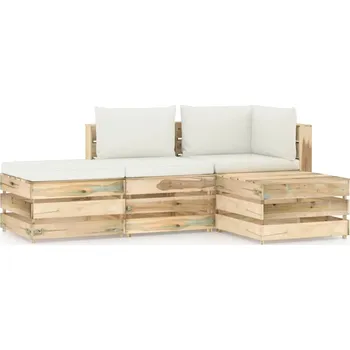 Zahradní sestava vidaXL Marketos 4dílná zahradní souprava s poduškami zeleně impregnované dřevo