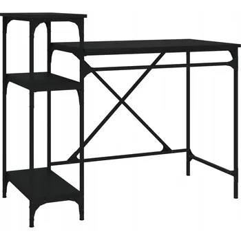 Psací stůl Industriální černý psací stůl 105 x 50 x 90 cm se 3 policemi