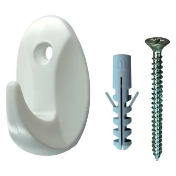 Věšák Háček Stabil s vrutem typ 2, bílá, plast, 2ks