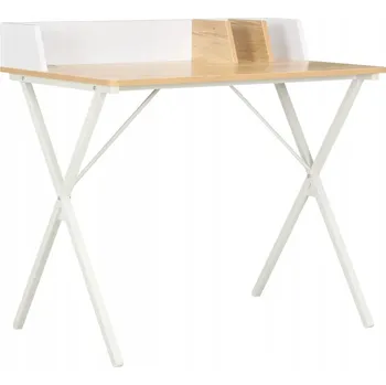 Psací stůl Rohový psací stůl bílý a dubový 80 x 50 x 84 cm s nohami ve tvaru X