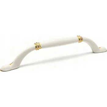 Nábytkové kování GAMET, Úchytka UR49, bílá se zlatou patinou, 128 mm