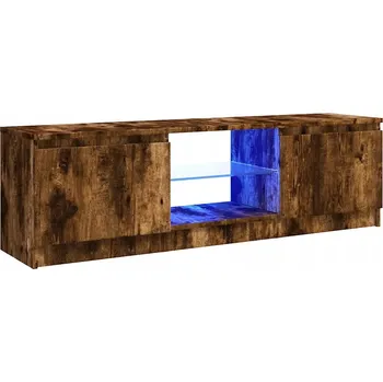 Televizní stolek TV stolek s RGB LED osvětlením, kouřový dub, 120x30x36 cm
