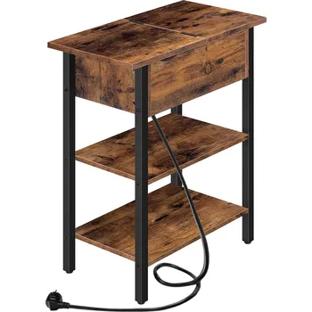 Konferenční stolek Odkládací stolek Vasagle Frenzy 48 cm s nabíjecí stanicí hnědý/černý