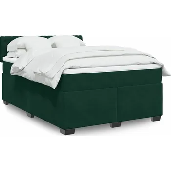 Postel vidaXL Box spring postel s matrací 140x190 cm samet [3288614] Barva: Tmavě zelená