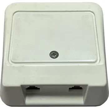 Elektrická zásuvka Jednonásobná telefonní zásuvka pod omítku Telcom export Euro TZ-1A2A 6/6, 2x6p6c - bílá