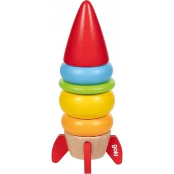 Dřevěná hračka Kosmická raketa - skládačka na tyči Goki