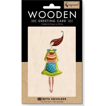 Obraz Dřevěné přání C6 + obálka Dort jahodový Cozywood kniha