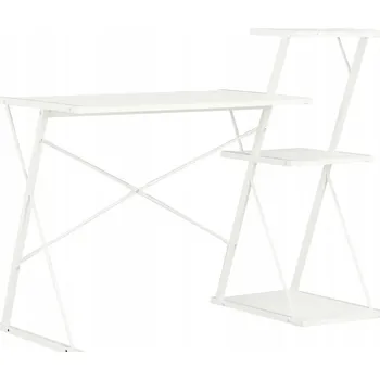 Psací stůl Bílý psací stůl s regálem 116 x 50 x 93 cm, ocel s práškovým nástřikem