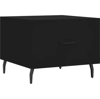 Konferenční stolek Černý konferenční stolek 50 x 50 x 40 cm s železnými nohami a zásuvkou