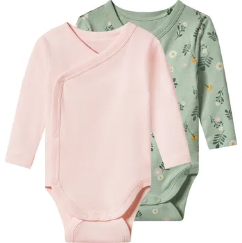 lupilu® Dětské zavinovací body s BIO bavlnou, 2 kusy (světle růžová / zelená, 62/68)