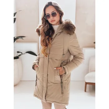 Dámská móda Dámská béžová zimní parka s kapucí TY5082 Velikost: XL