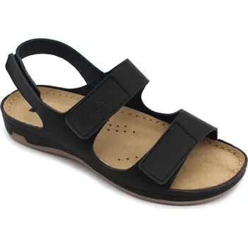 Dámská zdravotní obuv Leon 966 Zdravotní kožené sandály - černé Velikost: 41